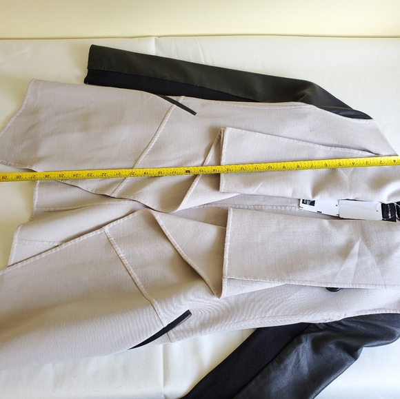 NWT$750 Mackage Shea Vane Draped Wrap Leather-Sleeve Wool Coat Jacket - Picture 12 of 16